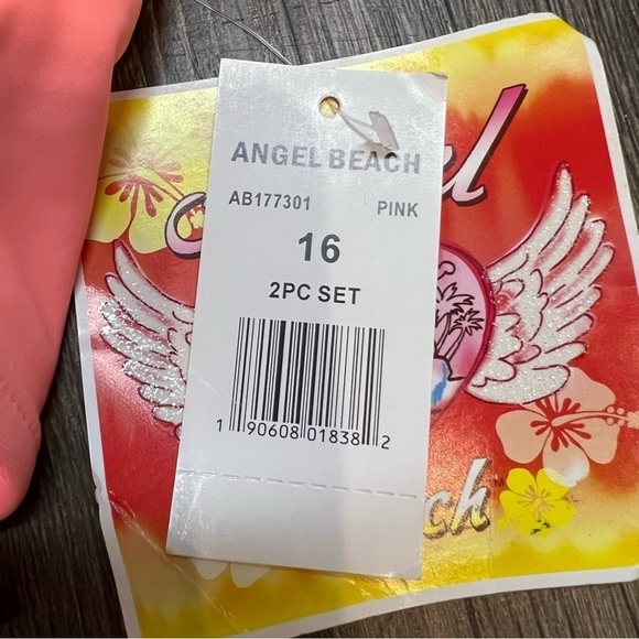 NWT Angel Beach Pink Crop Top Bathing Suit Top Juniors Size 16 - Picture 4 of 10